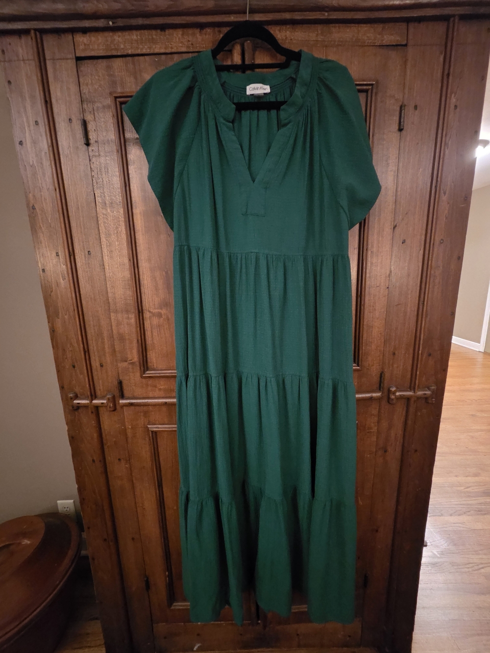 Calvin Klein Deep Green Tiered Maxi Dress